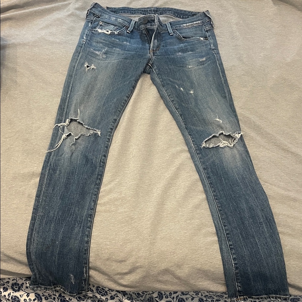 Women's Distressed Blue Ripped Skinny Jeans